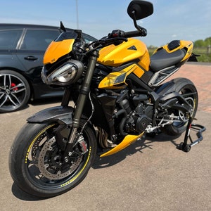 Triumph Street Triple 765RS Cosmic Yellow Wheel Vinyl Kit image 4