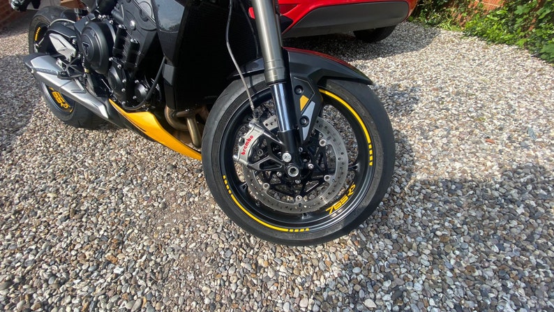 Triumph Street Triple 765RS Cosmic Yellow Wheel Vinyl Kit image 6