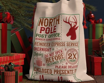 Custom Name Personalized Christmas Gift Bag Santa's Sack Bag for Presents Christmas Name Bag Custom Santa Bag Holiday Eco Friendly Gift Bag3