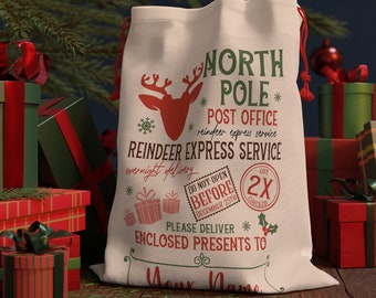 Custom Name Personalized Christmas Gift Bag Santa's Sack Bag for Presents Christmas Name Bag Custom Santa Bag Holiday Eco Friendly Gift Bag7