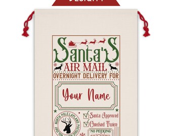 Custom Name Personalized Christmas Gift Bag Santa's Sack Bag for Presents Christmas Name Bag Custom Santa Bag Holiday Eco Friendly Gift Bag1