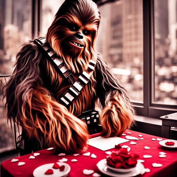 Chewbacca at Valentines Day Date Impression, Star Wars Digital Download