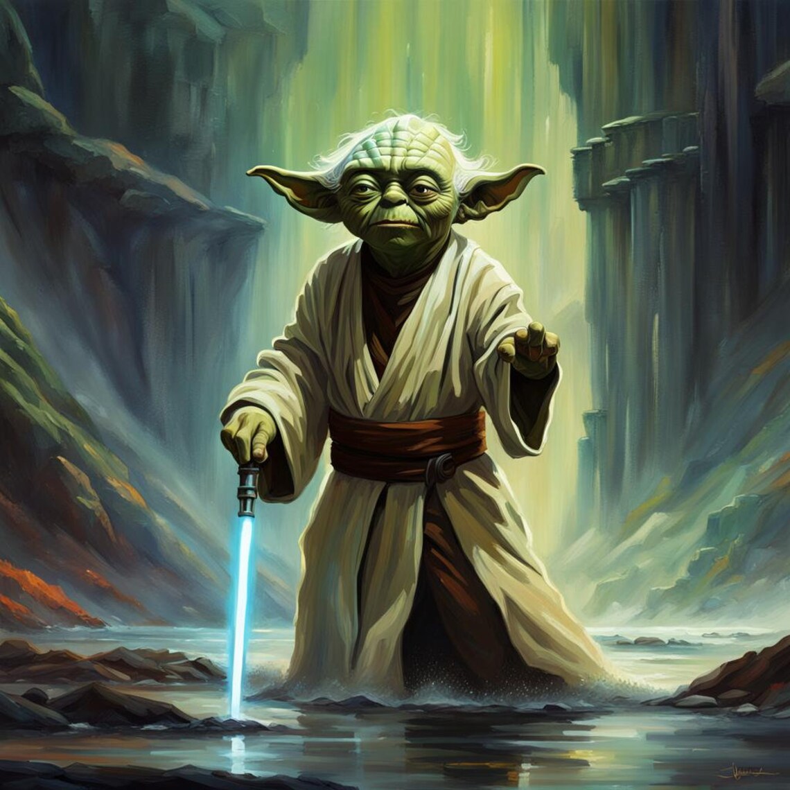 Yoda With Lightsaber cane, Star Wars Digital Download Etsy