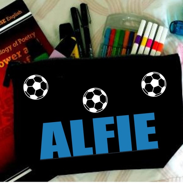 Personalised Football Pencil Case Add your name  Back To School Gift Boy Football Lover Gift for Boys