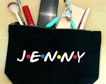 Personalised Friends Makeup Bag - Any Text, Name, Wording - Cosmetics, Makeup, Beauty Bag. Custom Personalised Name. Friends TV Show