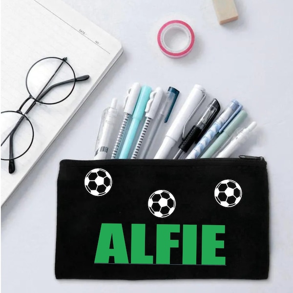 Personalised Football Pencil Case Add your name  Back To School Gift Boy Football Lover Gift for Boys