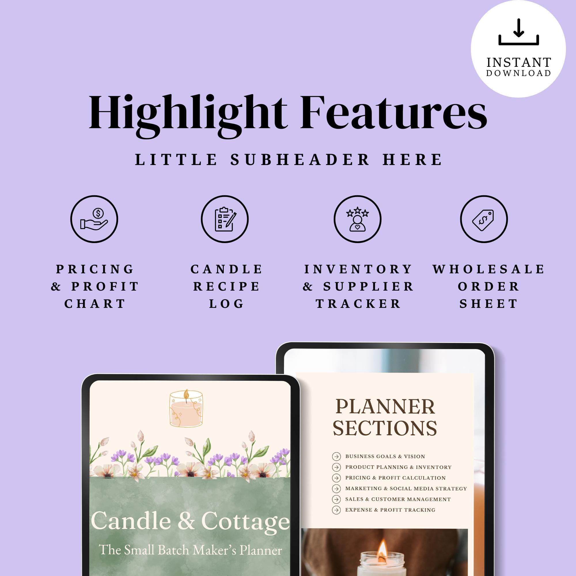 Candle Making Business Planner, Candle Recipe, Inventory Tracker, Wholesale Order Form, Pricing ...