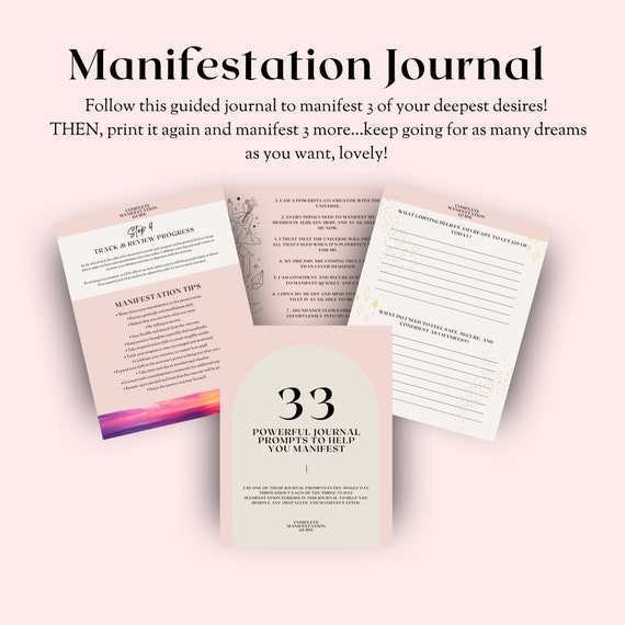 Manifestation Journal Printable, Law of Attraction, 369 Method, Guided Journal, How to manifest desires and intentions