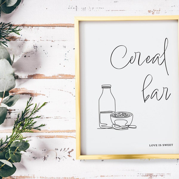 Cereal Bar Sign | Wedding & Special Event Printable Sign | Minimalist Wedding Sign