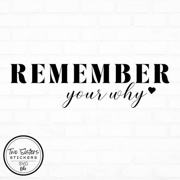 Remember Your Why SVG & PNG Files | Inspirational Design for Projects/Crafts | Cricut, Silhouette, Cut Files DIY | Digital Download