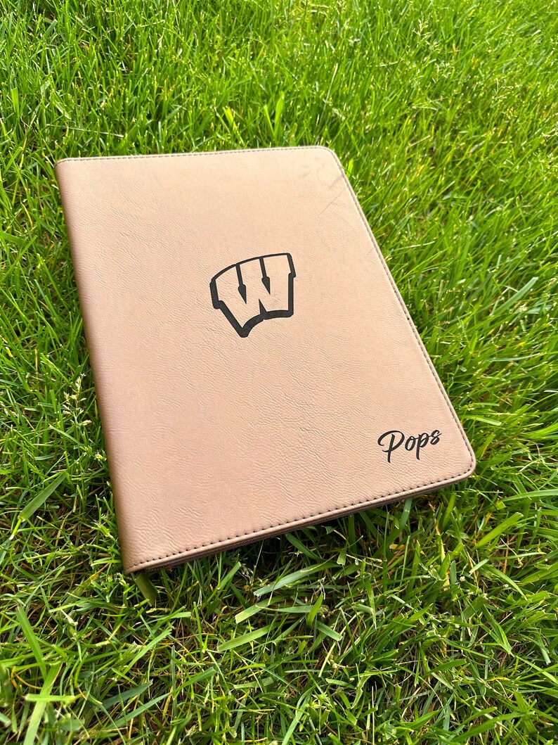 Personalized Leather Zippered Portfolio, Refillable Padfolio, Custom