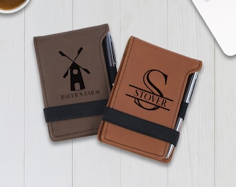 Custom Leather Pocket Notepad With Small Pen, To Do List Notepad, Personalized Vegan Leather Notepad, Gift for Police Officer