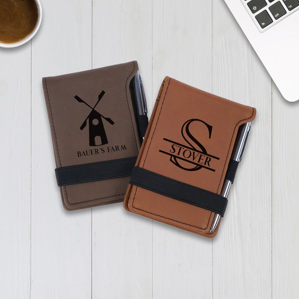 Custom Leather Pocket Notepad With Small Pen, To Do List Notepad, Personalized Vegan Leather Notepad, Gift for Police Officer