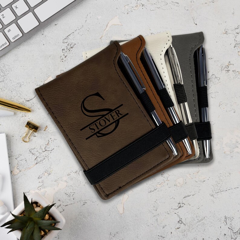 Personalized Vegan Leather Mini Notepad With Pen: Engraved Pocket ...