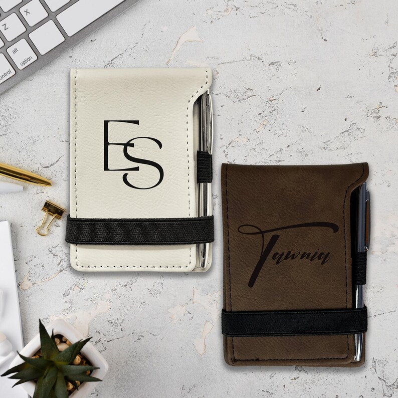 Personalized Vegan Leather Mini Notepad With Pen: Engraved Pocket ...