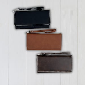 Cartera de mujer con correa, Cartera de piel para mujer, Cartera de mujer grabada, Cartera de piel vegana, Cartera de mujer con correa