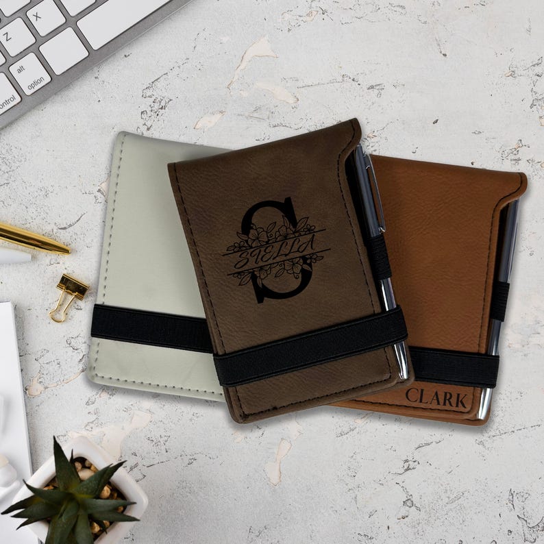 Personalized Vegan Leather Mini Notepad With Pen: Engraved Pocket ...