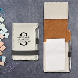 Caderno de bolso de couro personalizado, bloco de notas de bolso com caneta pequena, caderno pequeno, bloco de notas de couro vegano personalizado, presente para policial