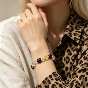 Tigerauge-Armband, Armband mit klaren Kristallperlen, Fluorit-Armband, Heilkristallschmuck, Energiekristall, Stapelbares Armband, Geschenk für Sie