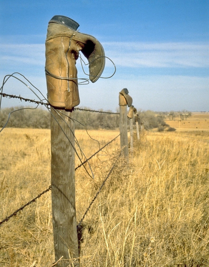 Cowboy Boots on Fence Posts, Instant Download, Printable Cowboy Boot
