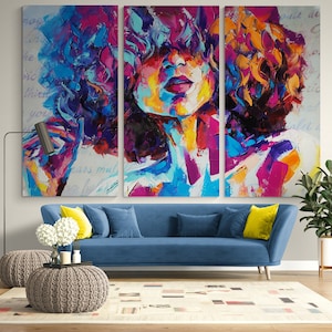 Colorful women Street Art Canvas Print Pop Art Wall Decor Modern Wall Art Print Large Canvas Graffiti Print Urban Art