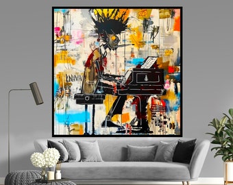 Jazz Musician Contemporary Graffiti Print Art Canvas Modern Decor Print Extra Large  Ready to Hang Trendy Urban Painting Housewarming gift