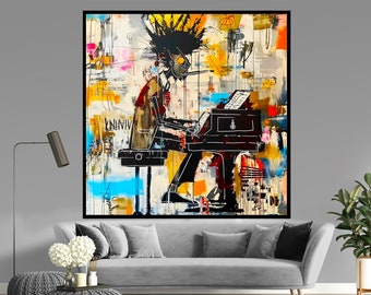 Jazz Musiker Zeitgenössische Graffiti Druck Kunst Leinwand Modernes Dekor Druck Extra Groß Bereit zum Aufhängen Trendy Urban Gemälde Einweihungsparty Geschenk