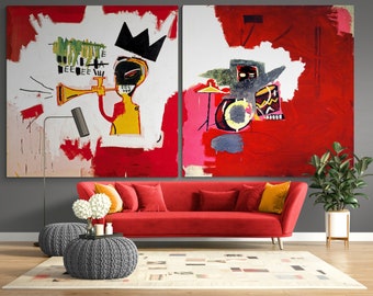Orchestra Extra Large Graffiti Mural Style Wall Art Urban Red Painting on Canvas Original Wall Art Living room Decor