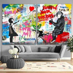 Follow your dreams  Motivational Wall Art Print Colorful Graffiti Artwork Street Art Canvas Print Extra Large Wall Art Decor Wedding gift
