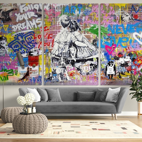 Life Is Beautiful By Banksy Canvas Prints Graffiti Wall Art Home - Foto 8