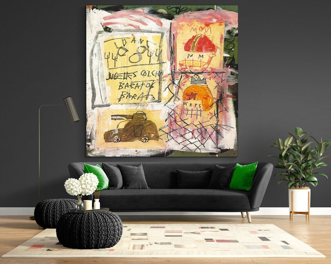 Helmets canvas  print Wall Art Decor Modern Graffiti Ready to hang Large Living room painting in Urban style Contemporary painting Love gift