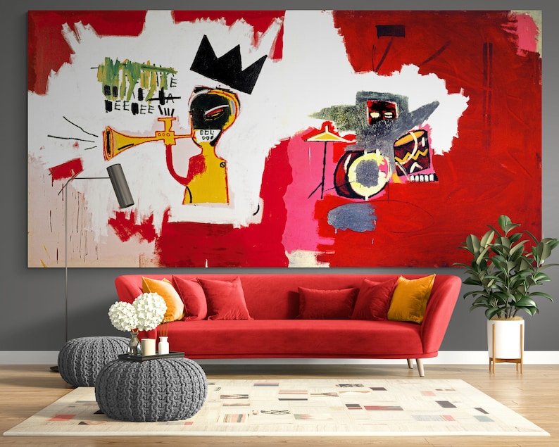 Orchestra Extra Large Graffiti Mural Style Wall Art Urban Red Painting