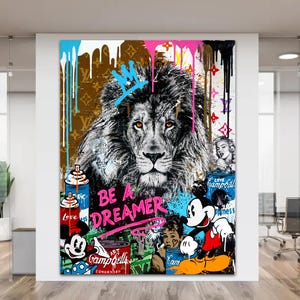Be a dreamer Motivation Canvas Painting Bright Wall Art print Extra Large Graffiti Pop Style Art Original Graffiti Urban Wall Decor Gift