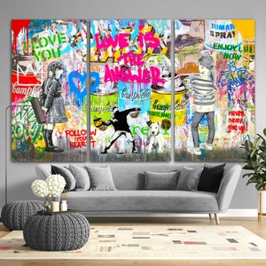 Love is Motivational Wall Art Print Colorful Graffiti Artwork Street Art Canvas Print Extra Large Wall Art for Home Decor Gift for her