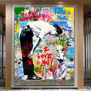 Not guilty Painting on Canvas Bright Wall Art print Extra Large Graffiti Pop Style Art Original Graffiti Urban Wall Decor Best friend Gift