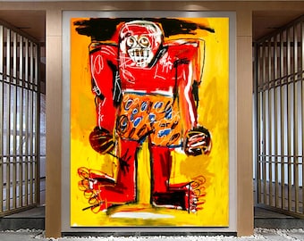 Boxer Basquia Bright Large Graffiti Style Wall Art Pop Art Canvas Painting Original Graffiti Ready to Hang Decor Housewarming gift