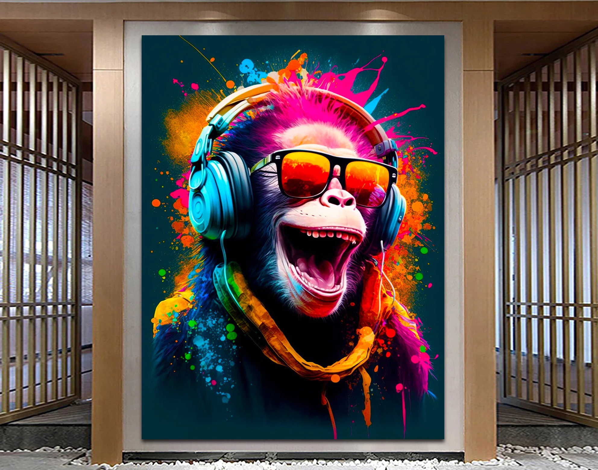 Dj Color Monkey Bright Print Art Canvas Pop Art Wall Decor 
