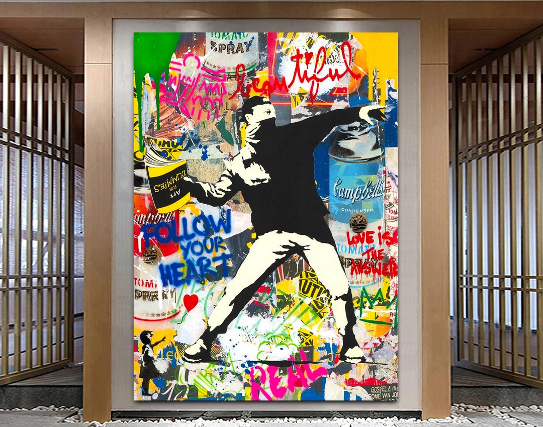 Banksy Thrower Graffiti Canvas Print, Pop Art Style - Etsy