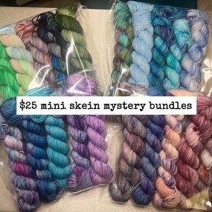 Mini Skein Bundle |Mini Skeins |20 gram yarn |Hand Dyed |Tonal |Speckled |Merino Wool |Nylon |Mystery Bundle