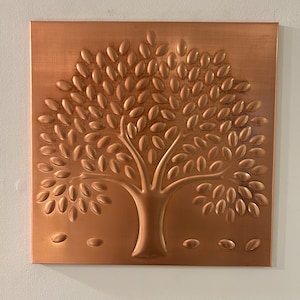 Tree of life copper panel backsplash and elegant copper tile wall decor