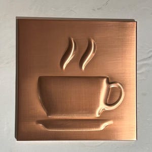 Coffee cup Copper Tile Backsplash, coffee lovers wall decor