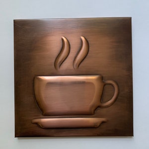 Coffee cup Copper Tile Backsplash, coffee lovers wall decor