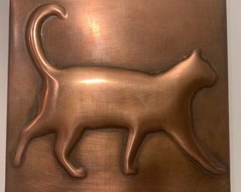 Cat Copper Tile Backsplash, custom copper cat wall decor set