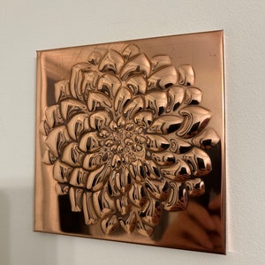 Dahlia Flower Copper Panel Backsplash, copper tile wall decor