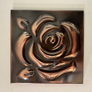 Rose Copper Tile Backsplash, handmade flower copper wall decor