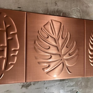Leaves Copper Tile Backsplash, floral design copper tile wall decor