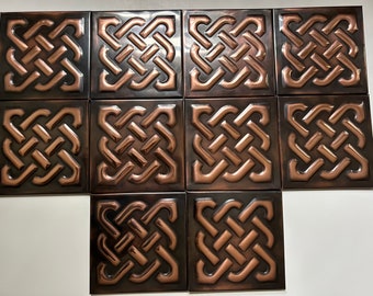 Celtic knot copper tile, panel, backsplash