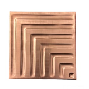 4 abstract design copper tile backsplash, Set of 4 custom copper tile wall decor,