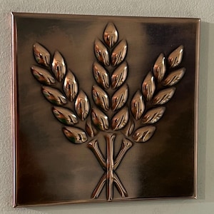 Wheat Bunch Copper Tile Backsplash, grain copper wall decor