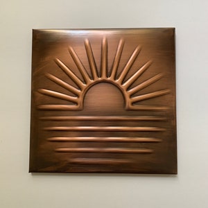 Sunset and Sunrise Copper Tile Backsplash, handmade elegant copper wall decor